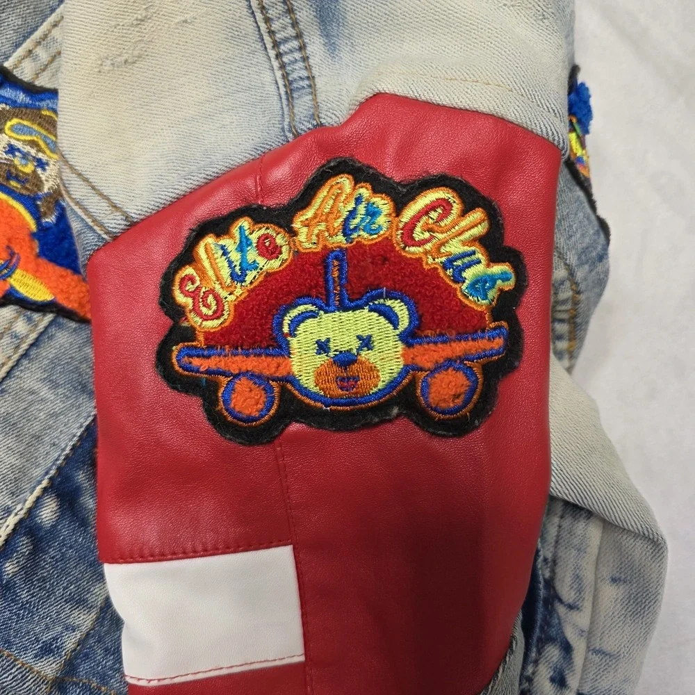 Junior Elite Premium Denim‎ Jacket Size Child 4-5 Flight Plane Patches Parachute